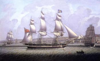 Robert Salmon : A Frigate of the Baltic Fleet off Greenock